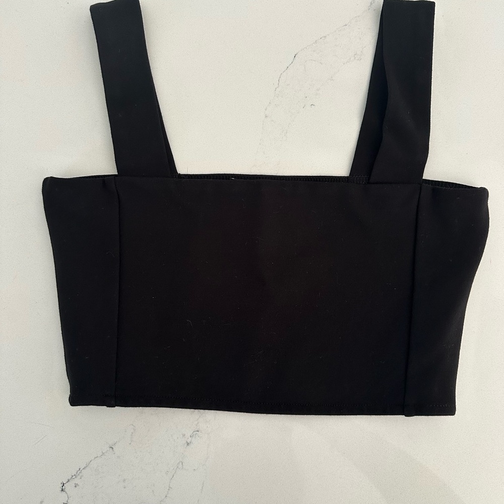 Zara Black Sleeveless Bustier Crop Top